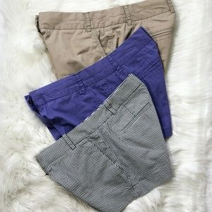 3 Pair J. Crew Chino Shorts Small Sizes
